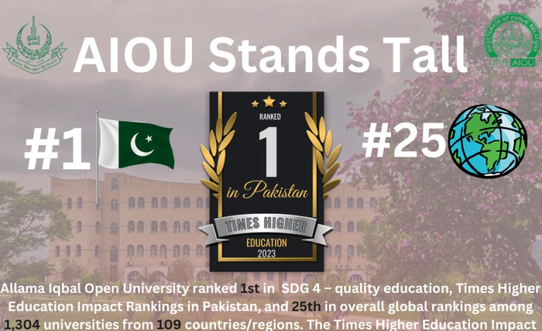 AIOU Stands Tall in Global Ranking | Asian Association of Open Universities